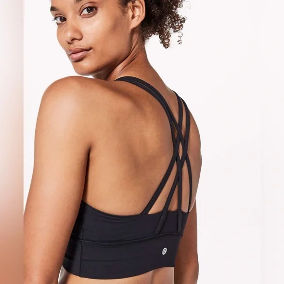Women’s Lululemon Energy Black Sports Bra Sz 12 training gym workout pilates - Picture 2 of 9